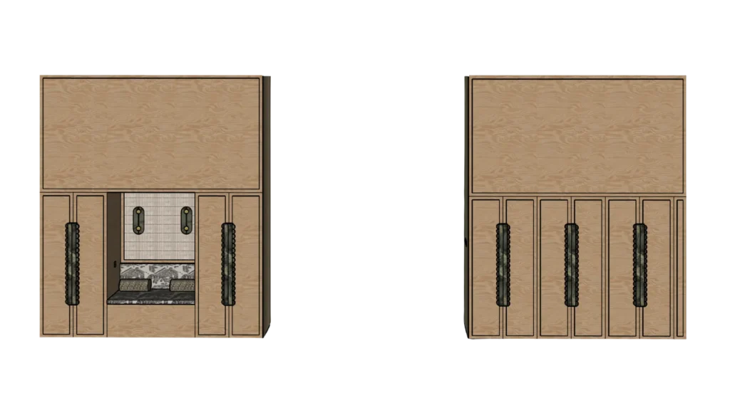 Élévation frontale armoire et bibliothèque Garance, plan technique – Manon Le Tannou architecte d'intérieur