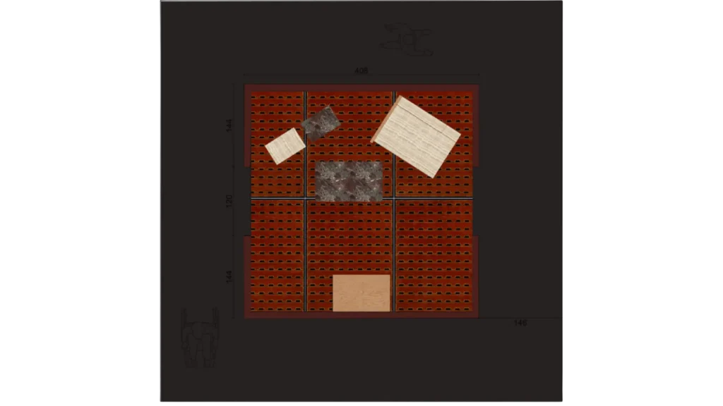 Plan projet stand mosaïque terracotta, Kelly Wearstler x Misia – Manon Le Tannou architecte d'intérieur